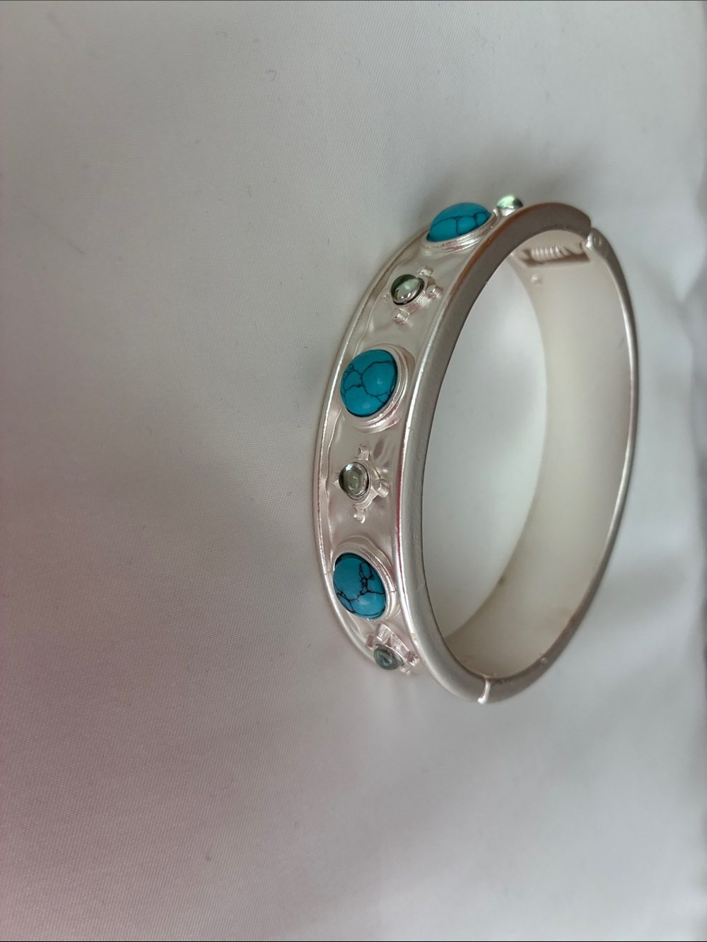 Chico's Silver Bangle with Turquoise and Light Green Accents